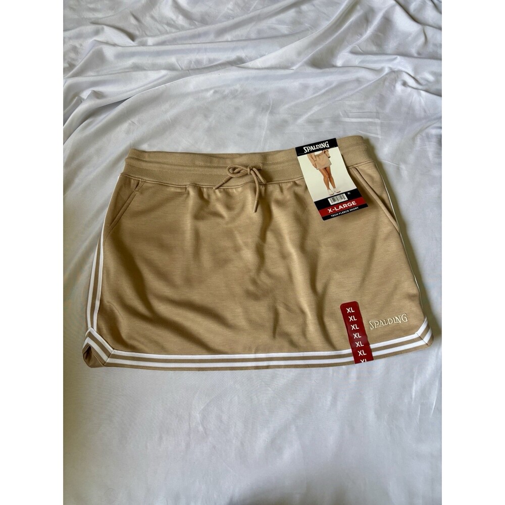 Spalding Women's Elastic Waist Side Pockets Relaxed Fit Skort Size X-Large Beige